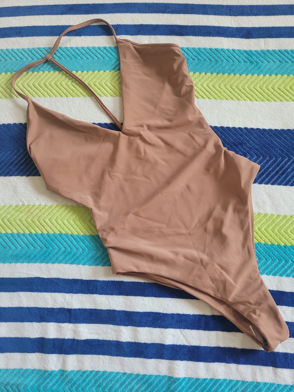 Womens One-Piece Swimsuit in Beige-Tan